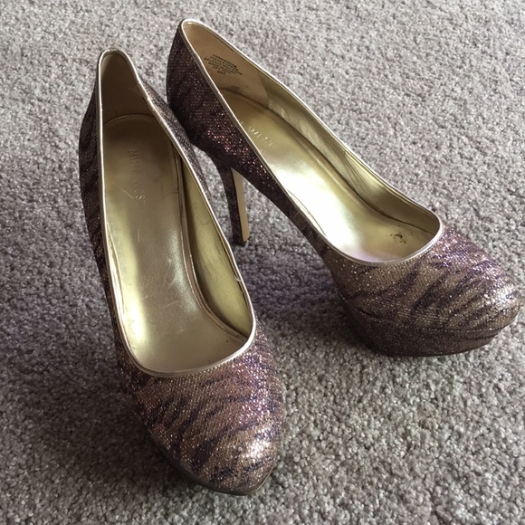 Nine West sparkly tiger stripe platform high heels - Picture 4 of 8
